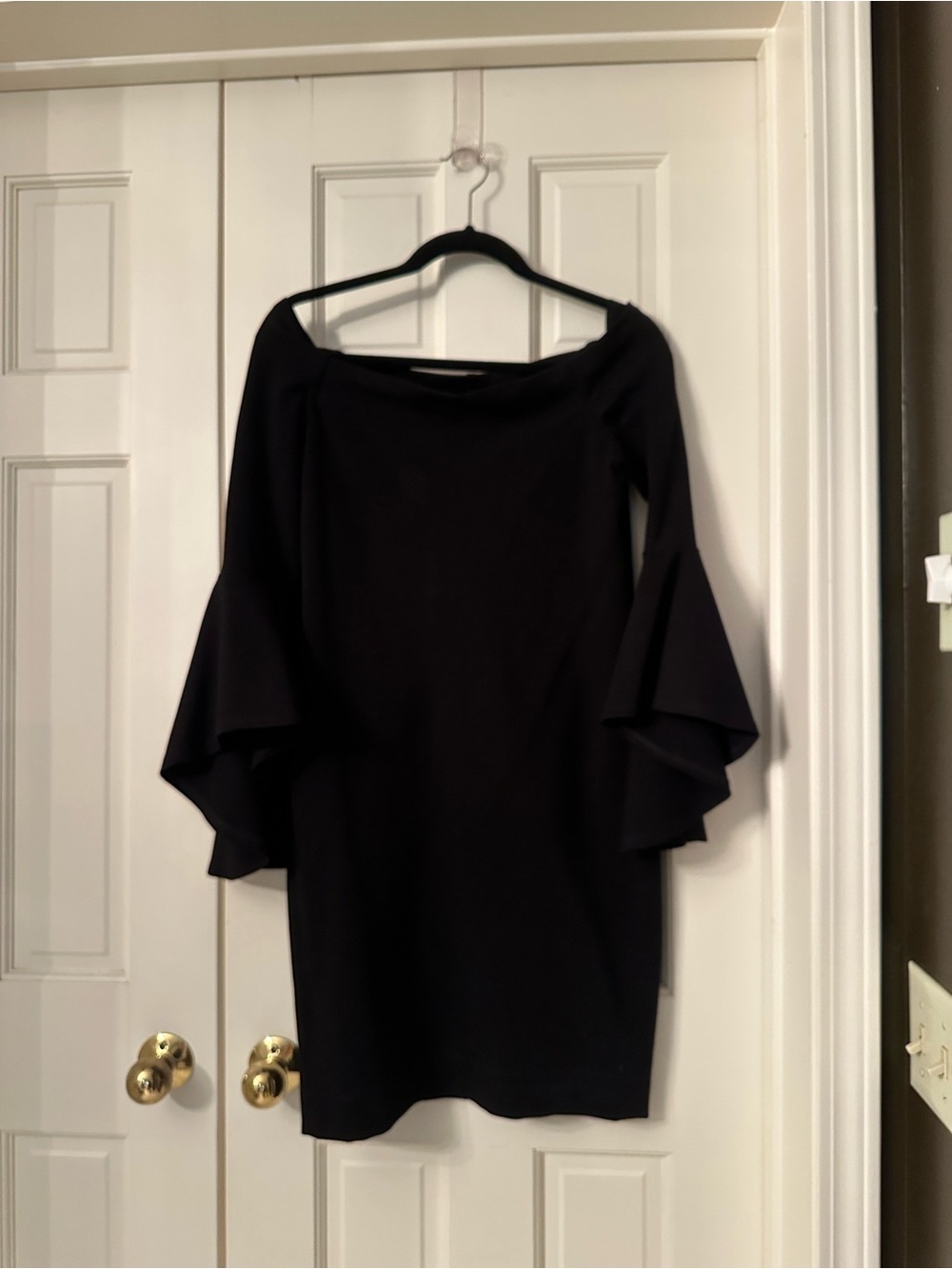 Fifteen Twenty Black Off-Shoulder Mini Dress with Bell Sleeves